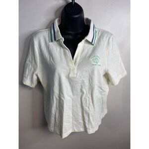 NWT Crane Pickleball Polo Short Sleeve Cropped Top Size Medium Off White Sports